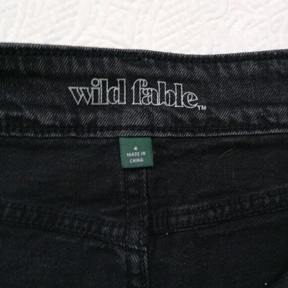 Wild Fable Black Distressed Denim Mini Skirt Size 4 Cotton 98% Women's - Picture 2 of 7
